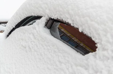 Close-up of snow-covered side Windows of a car Stock Photos