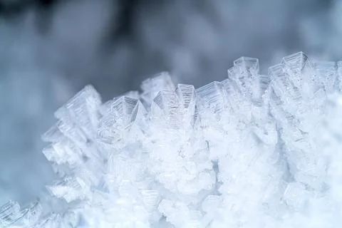 Close up of snow crystals. Stock Photos