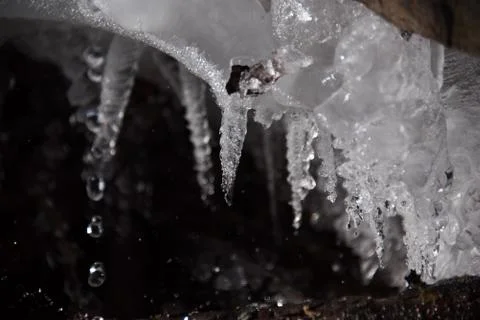 CLOSE UP OF SNOW PATH IN COLD WINTER SEASON Stock Photos