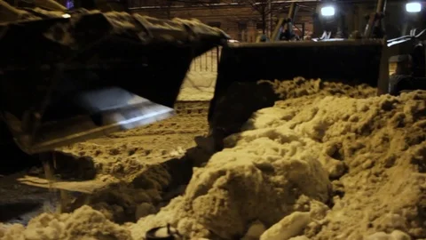 Close-up of snow removal equipment while working at night on the street 스톡 동영상 107650883