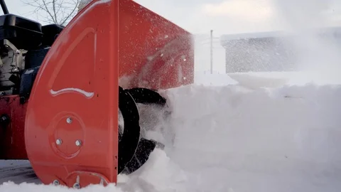 Close Up Of Snow Removal Machine Cleans Snow After Snowfall Stock Footage 101593715