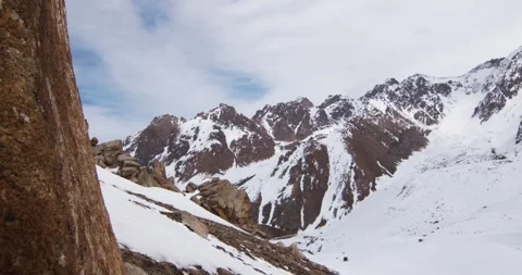 Close. Snowy mountains. Panoramic view.  Tuyuk-Su. Glacier. Stock Footage 145111680