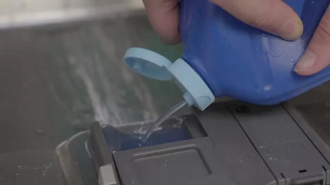 Close up soap added to dishwasher Stock Footage 276447292