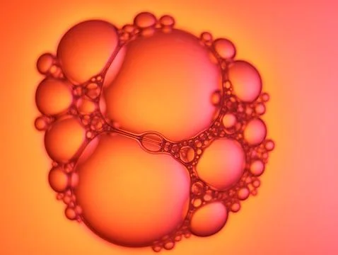 Close up soap bubble on water led light background Stock Photos