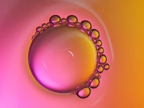 Close up soap bubble on water led light background Stock Photos