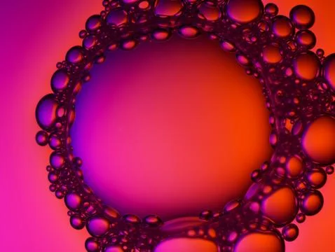Close up soap bubble on water led light background Stock Photos