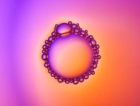Close up soap bubble on water led light background Stock Photos