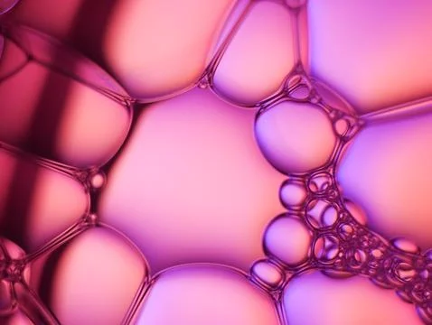 Close up soap bubble on water led light background Stock Photos