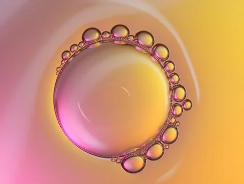 Close up soap bubble on water led light background Stock Photos