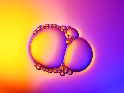 Close up soap bubble on water led light background Stock Photos
