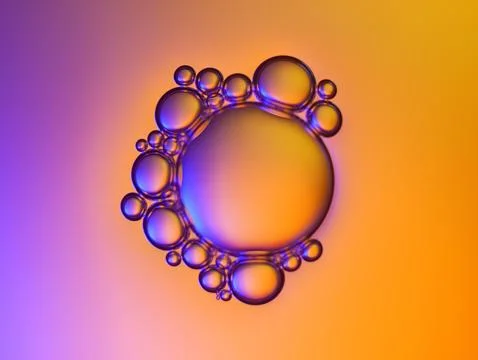 Close up soap bubble on water led light background Stock Photos