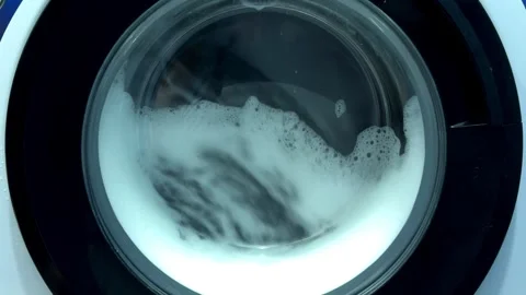 Close Up of Soap Foam in Washing Machine 動画素材 340340894