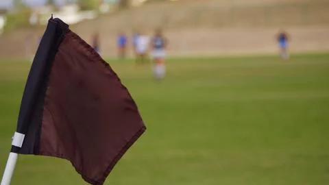 Close-up of a soccer flag with shallow depth of field. Stock Photos