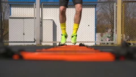 Close-up of Soccer Player Doing Dynamic Warm Up For Football/Soccer Training Stock Footage 152081574