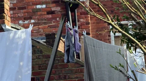 Close Up Socks - Washing Line - Socks, Sheets, Clothes &amp; Towels Hanging 動画素材 49074656