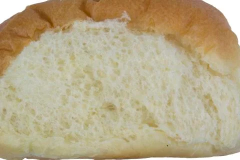 Close up of soft bread roll slice on white background 2 Foto stock