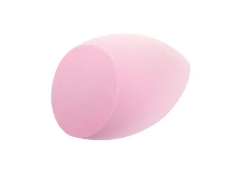 Close up soft pink makeup sponge isolated Stock Photos
