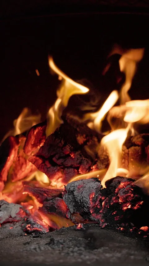 A close-up of softly burning firewood Stock Footage 333194002