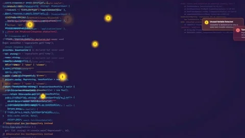 Close up of software developer coding in a modern IDE with syntax highlighting Stock-Footage 340216849