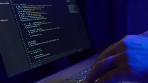 Close-up of the Software Developer Debugger Process. A System Programmer Writes  Vidéo 132634444