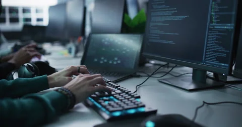Close Up Software Developer Working on Computer Stock Footage 233876884