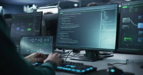 Close Up Software Developer Working on Computer Stock Footage 233876916