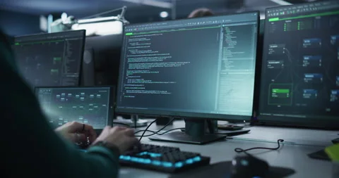 Close Up Software Developer Working on Computer Stock Footage 233876988