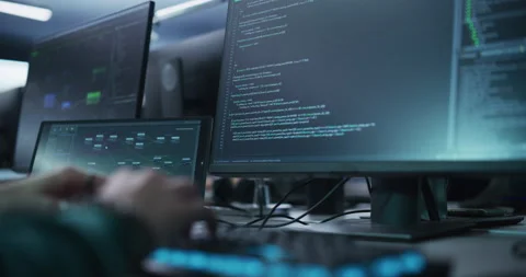 Close Up Software Developer Working on Computer Video stock 233877076