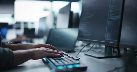 Close Up Software Developer Working on Computer Stock Footage 235888264