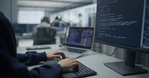 Close Up Software Developer Writing Code on Computer Stock Footage 296183844