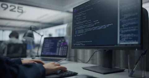 Close Up Software Developer Writing Code on Computer Stock Footage 296183874