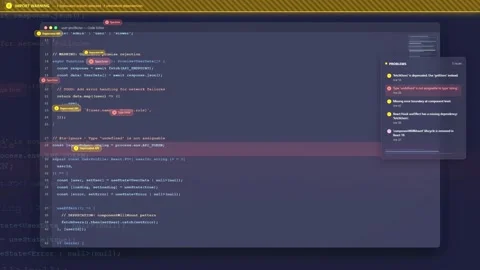 Close up of software developer writing code in a dark themed integrated 動画素材 340215813