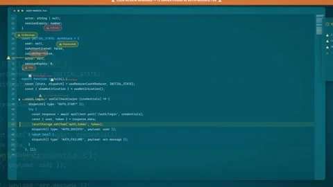 Close up of a software developer writing complex javascript code in a dark 動画素材 340216062