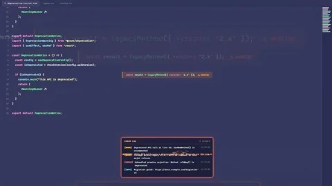 Close up of a software developer writing complex computer code in a dark themed Stock Footage 340217363