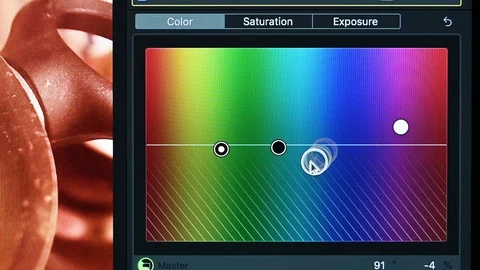Close up of software editing colour grading Stock Footage 104683744