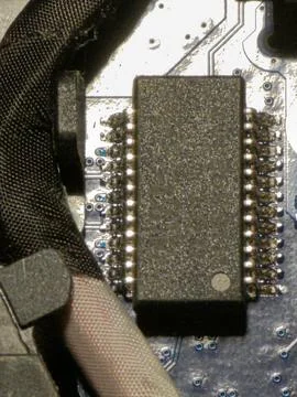 Close-up of soic chip on blue pcb Stock Photos
