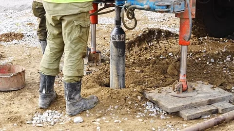 Close-up of soil sampling during pile dr... | Stock Video | Pond5