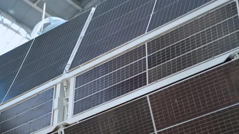 Close-up of solar arrays of space equipment Video stock 202402837