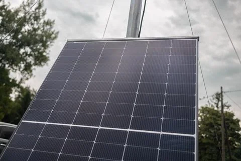 Close-up of solar panel cell texture for clean renewable energy production Stock Photos