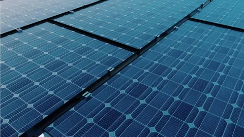 Close Up Solar Panel Surface Loop with Geometric Cell Pattern, Clean Renewable Stock Footage 336553734