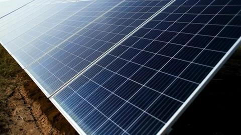 Close Up of Solar Panels at Charanka Solar Park Gujarat India 06 Stock Footage 340559378