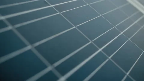 Close up of solar panels established in rows on field. Huge farm with cells that Video stock 168528393