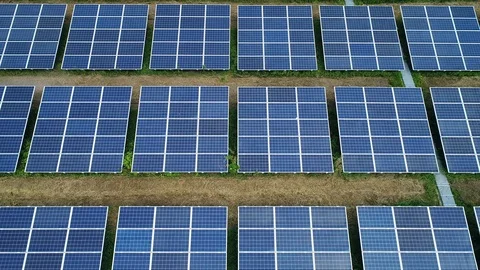 Close up of the solar panels Video stock 88889664