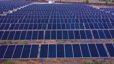 Close up on solar panels at a power plant Stock Footage 160889961