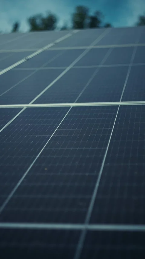 Close-up of solar panels vertical video. Stock Footage 295374377