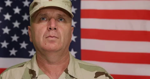  Close Up Soldier Stood Attention Honor Present Right Position Military Concept Stock Footage 58746525
