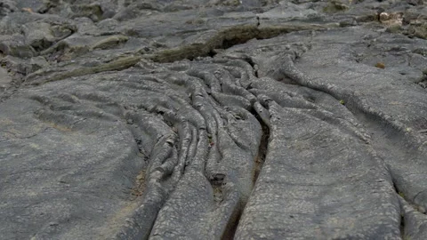 Close-up of Solidified Pahoehoe Lava Formations in the Icelandic Volcanic Field Stock Footage 339969921