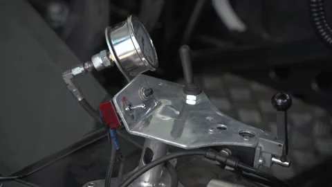 Close up of some dashboard near pilot seat inside the real drag racing car Stock Footage 220494149