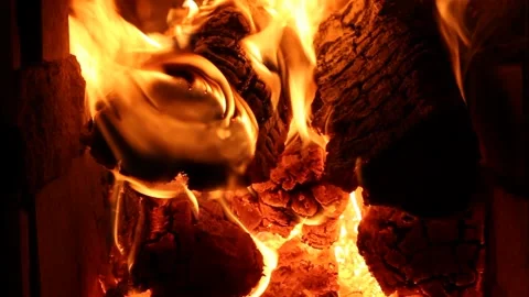 Close-up some wood burning in the oven Stock-Footage 172189661