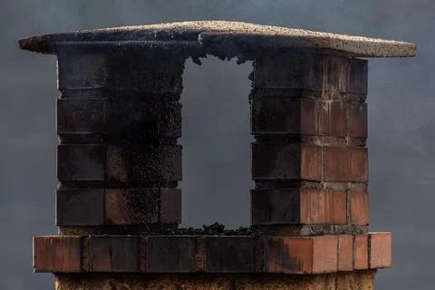 Close-up of a Sooty Brick Chimney Stack Stock Photos